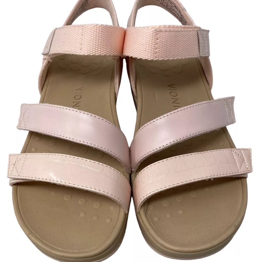 Vionic Misty Wedge Pink Sandals Women's Size 9 Hook Loop Croco-Embossed